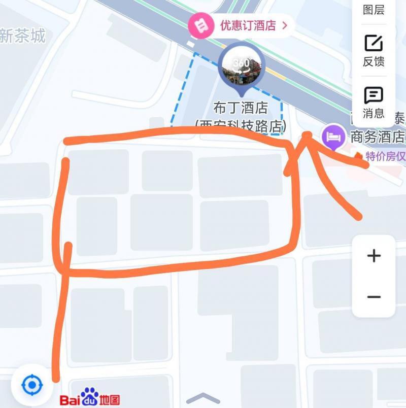 导航到布丁酒店，跟着地图走，年